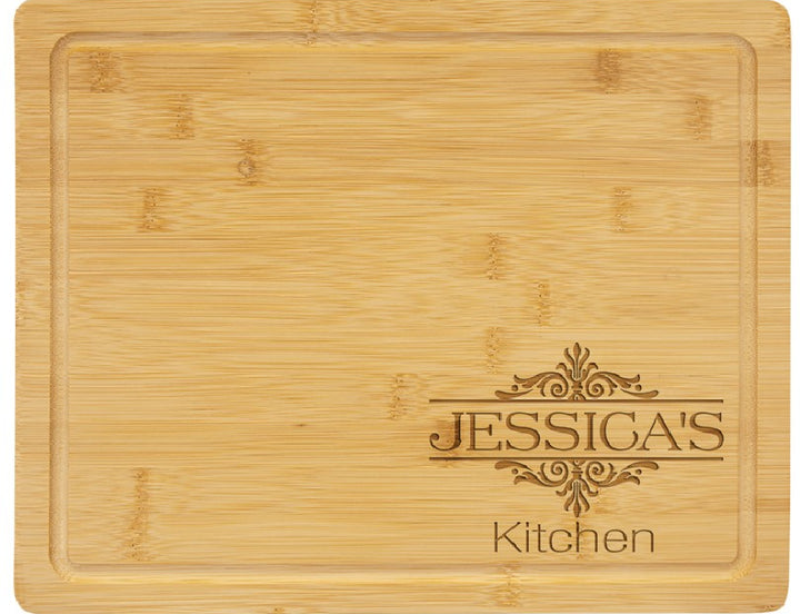 13 3/4" x 11" Bamboo Cutting Board with Drip Ring